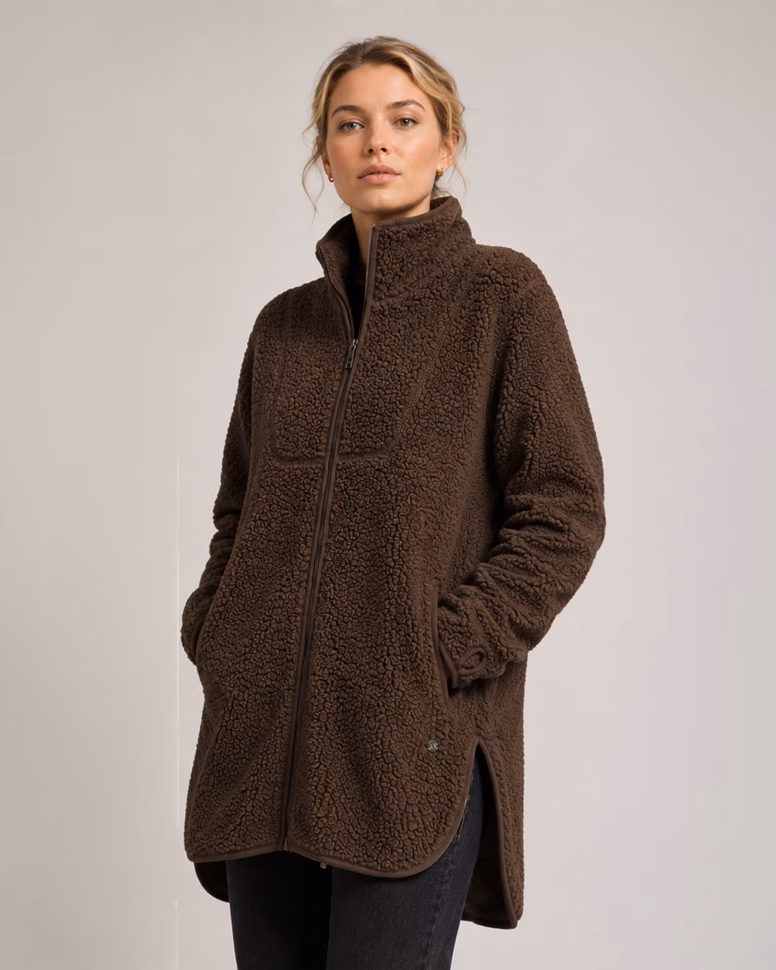 Teddyjacka Celine Dam | Mjuk Teddy-Pile & Loose Fit - Coffee