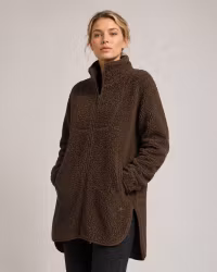 Lång Teddyjacka Dam | Mjuk Teddy-Pile & Loose Fit - Coffee