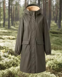 Fodrad Regnkappa Dam – PU & Soft Pile | Army Green