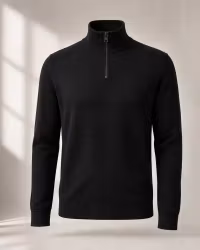 Half Zip Tröja Herr Olle – Stickad Bomullsmix | Svart
