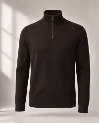 Half Zip Tröja Herr Olle – Stickad Bomullsmix | Mörkbrun