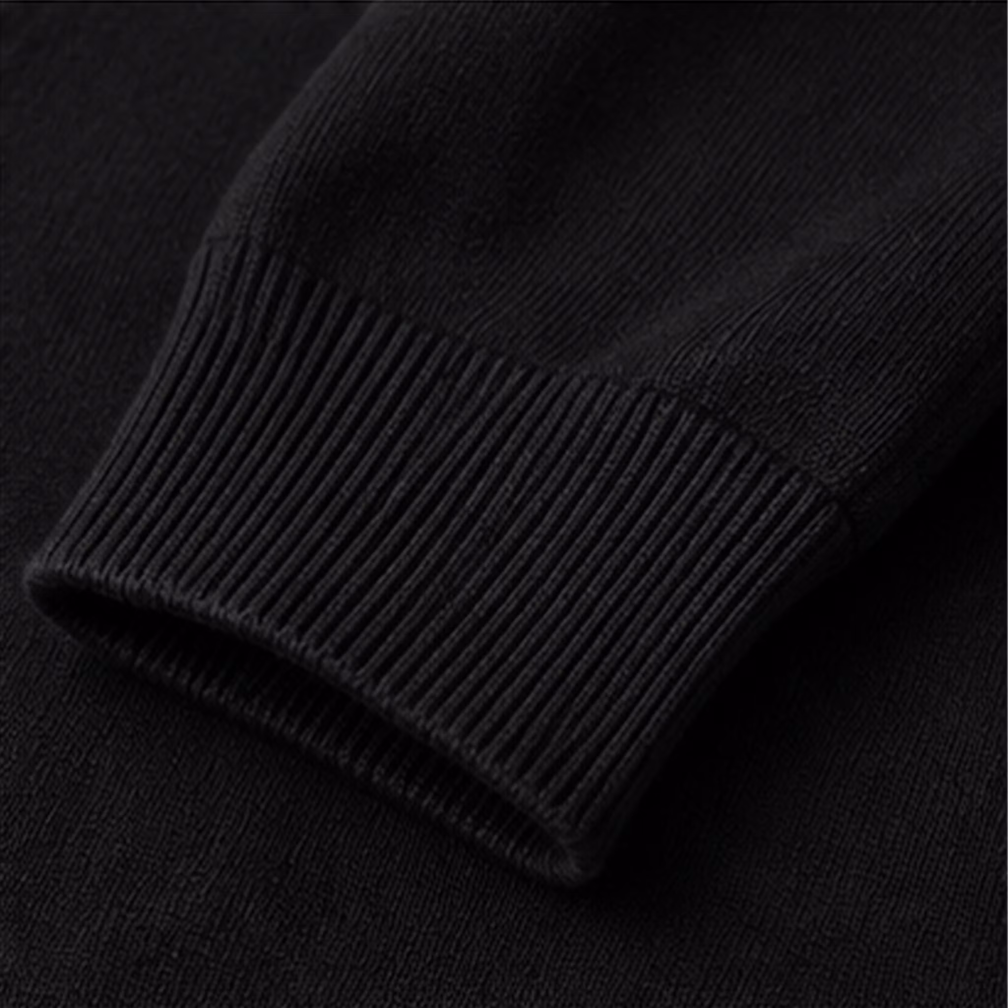 Half Zip Tröja Herr  – Stickad Bomullsmix | Svart
