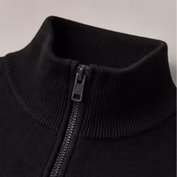 Half Zip Tröja Herr  – Stickad Bomullsmix | Svart