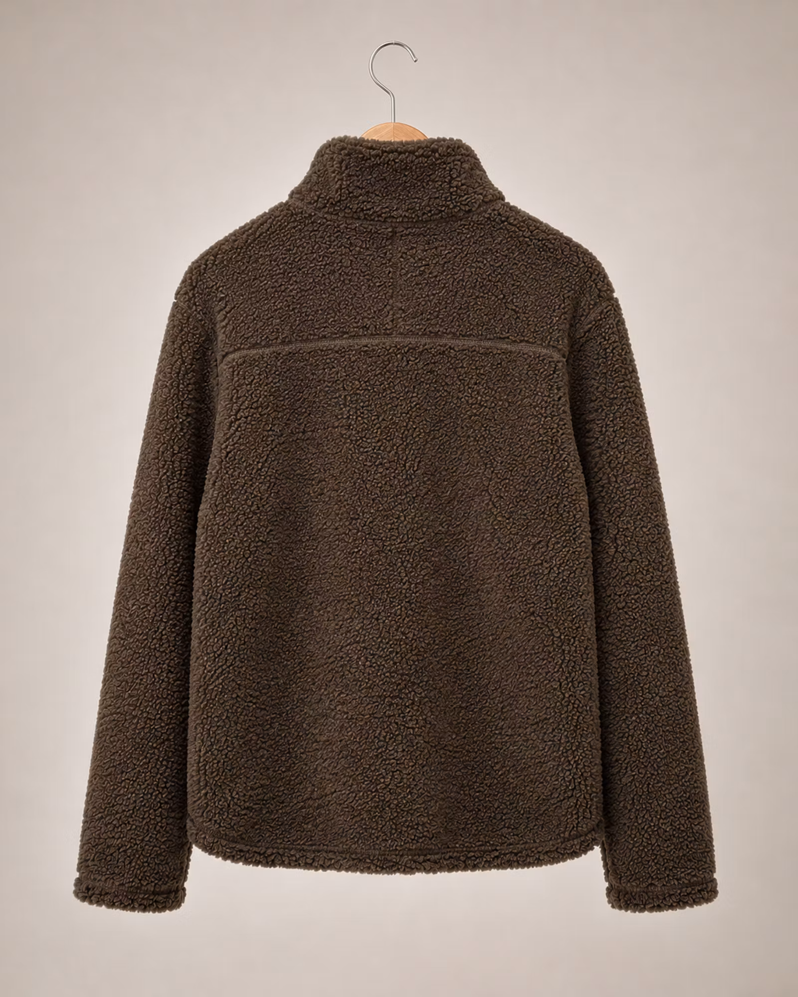 Pilejacka Unisex Loose Fit – Hög Krage & 2-vägsdragkedja | Brun