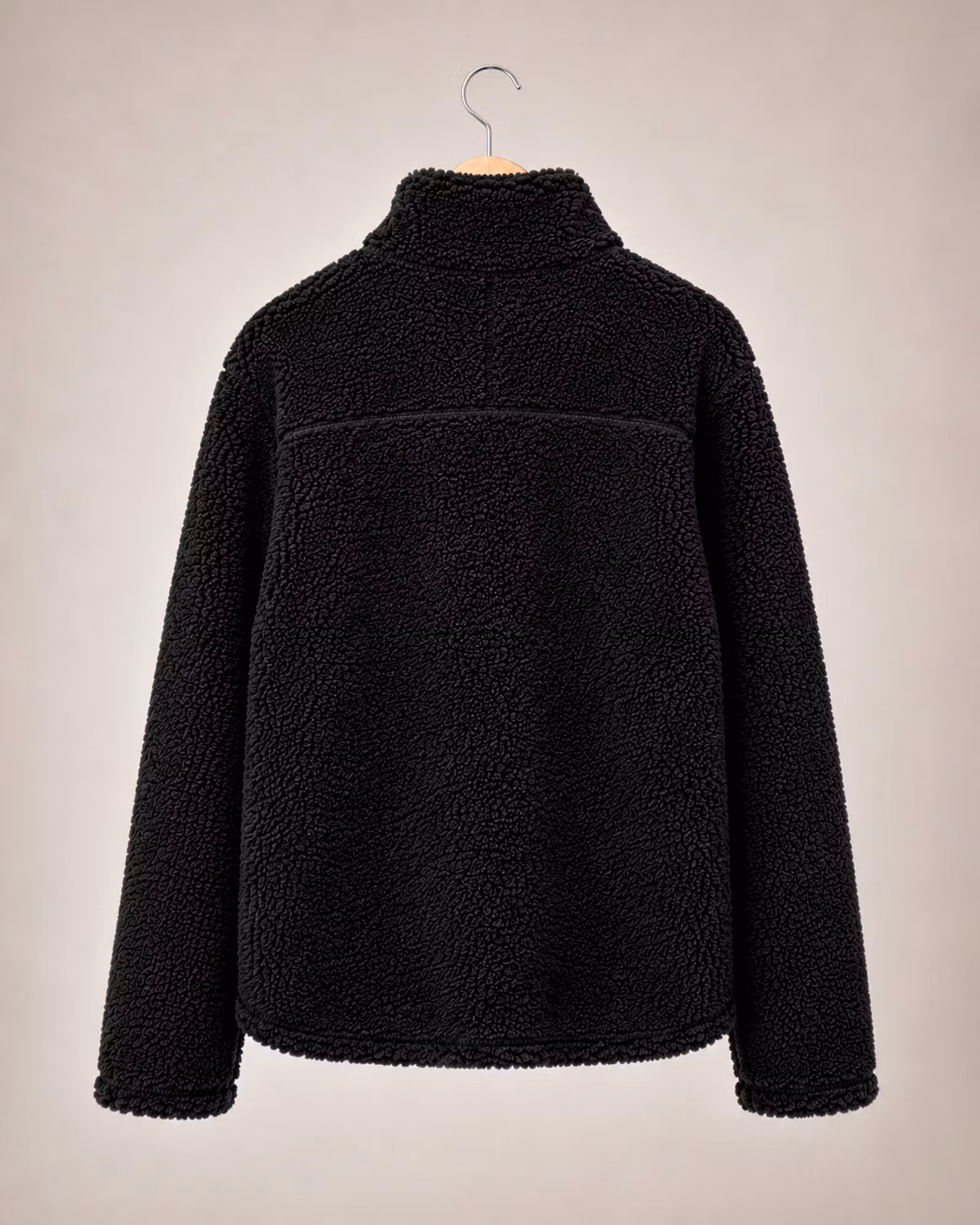 Pilejacka Unisex Loose Fit – Hög Krage & 2-vägsdragkedja | Svart