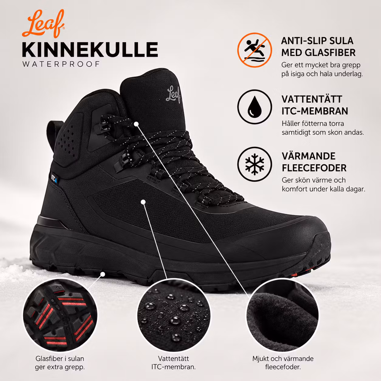 Vinterkänga Kinnekulle – Vattentät & Anti-Slip Glasfiber | Leaf