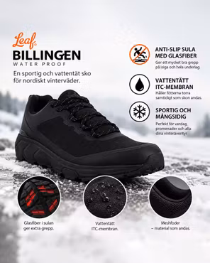 Vattentät Outdoorsko Billingen – Anti-Slip Glasfiber | Leaf Svart