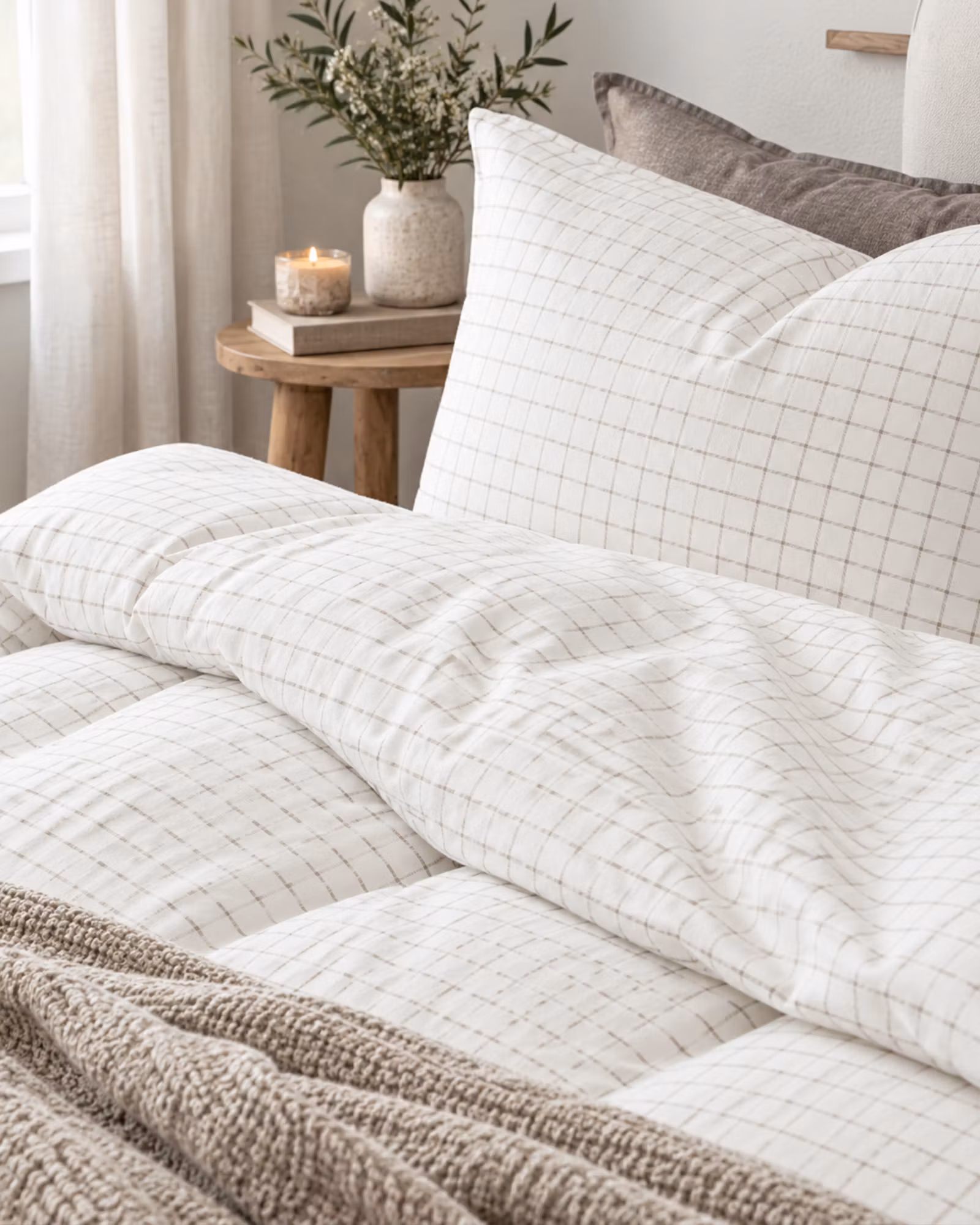 Flanell Påslakanset Birger 2-del – 100% Bomull | Off-White