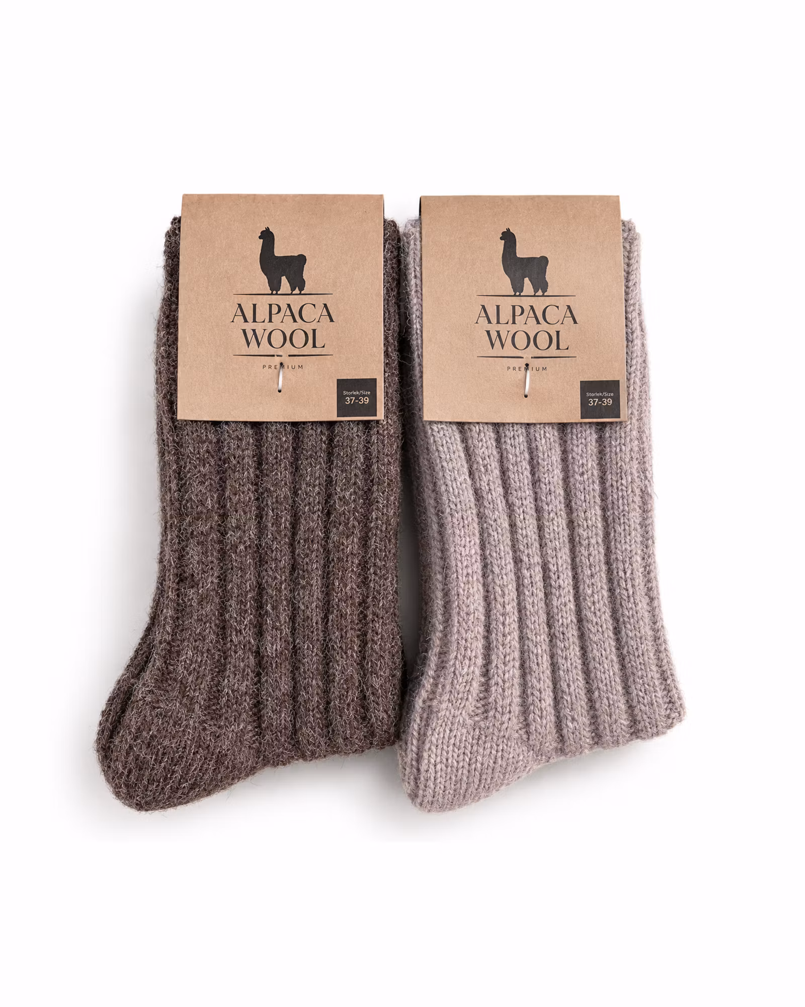 Alpacka-Ribb Sockor 2-pack – Camello/Moro | HAIKA WOOL