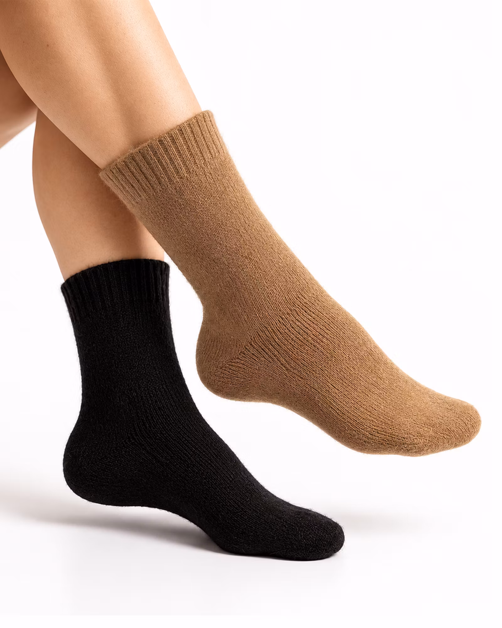 Alpacka-Frotté Sockor 2-pack – Ockra/Nero | HAIKA WOOL