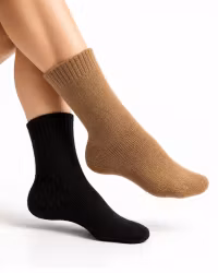 Alpacka-Frotté Sockor 2-pack – Ockra/Nero | HAIKA WOOL