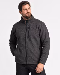 Flatfleece Tröja Herr 3XL–5XL – Melerad Svart | True North