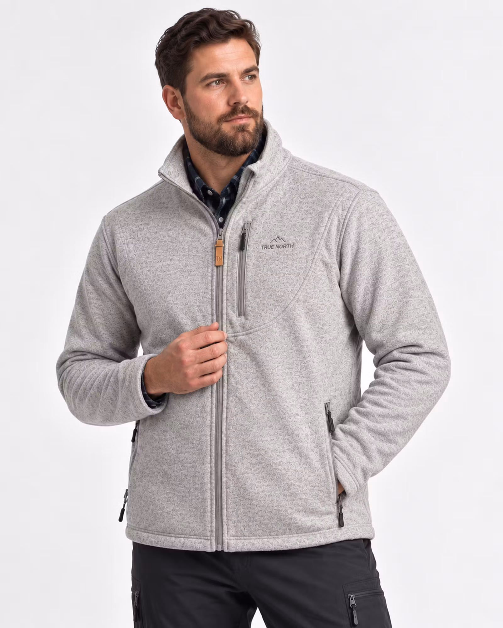 Flatfleece Tröja Herr 3XL–4XL – Melerad Ljusgrå | True North