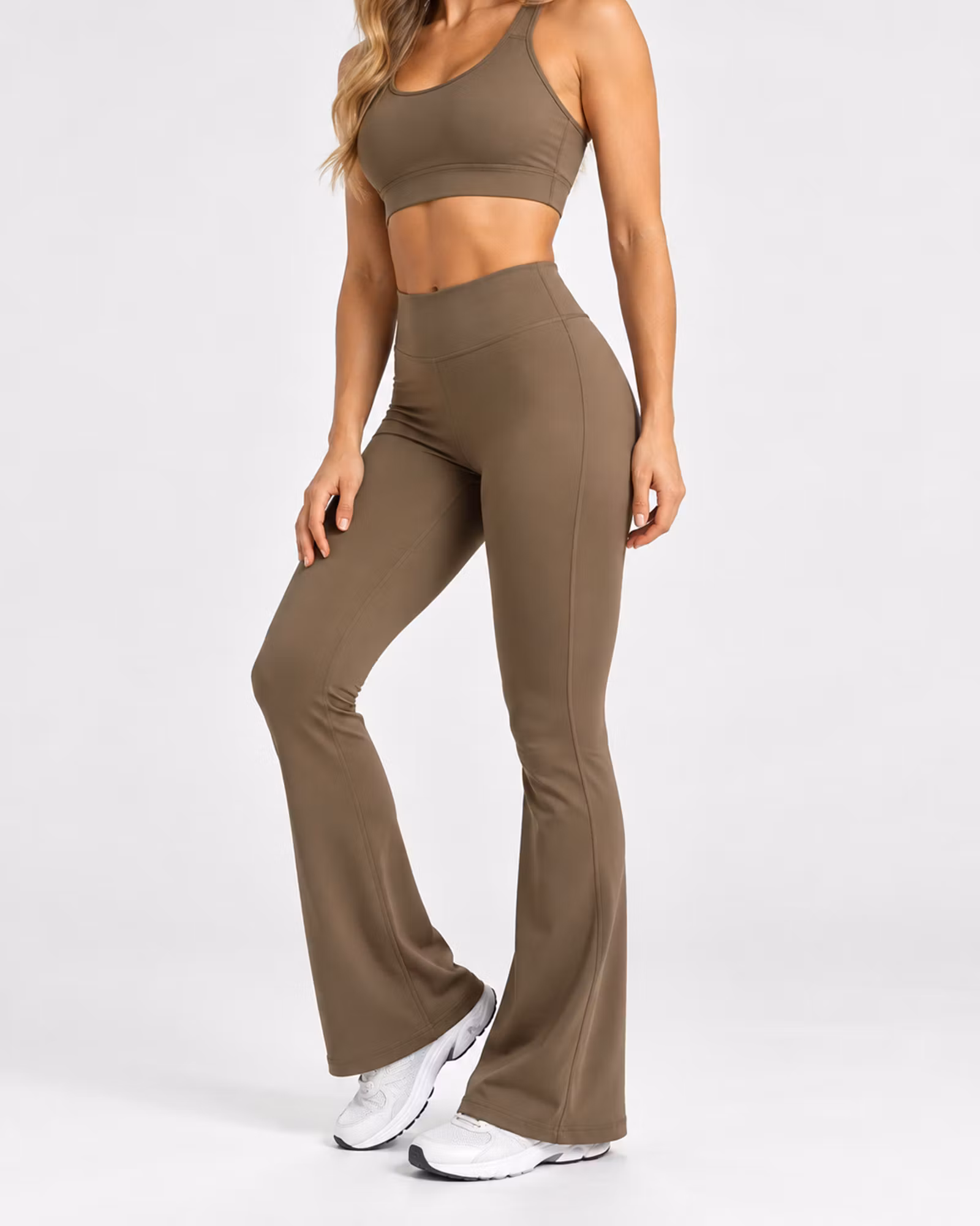 Flare Tights Dam – Hög Midja & 4-vägsstretch | Mocca