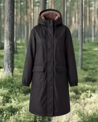 Fodrad Regnkappa Dam – Vattentät PU & Soft Pile | Svart