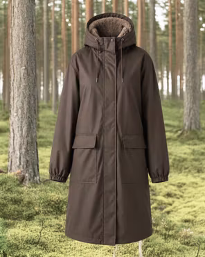 Fodrad Regnkappa Dam – Vattentät PU & Soft Pile | Coffee