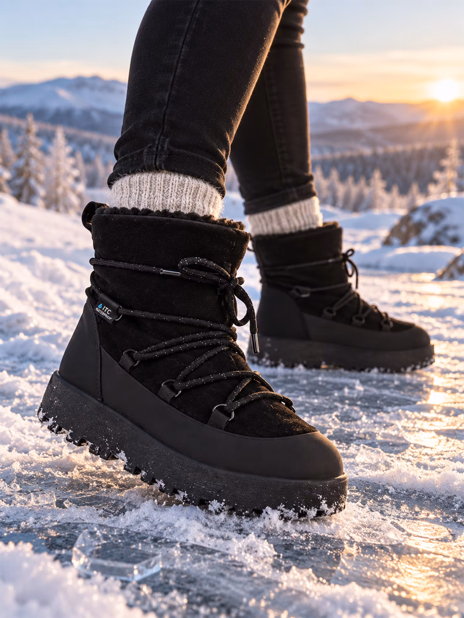 Vinterkänga Dam Waterproof & Ullfodrad – Kebnekaise | Svart