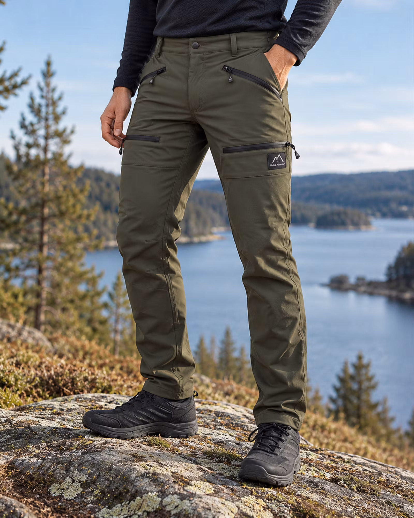 14H22 - Regular Fit Outdoorbyxa Herr – 4-vägsstretch | Grön