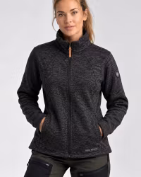 Fleecejacka Dam – Mjuk Flat Fleece | Svart-mel | True North