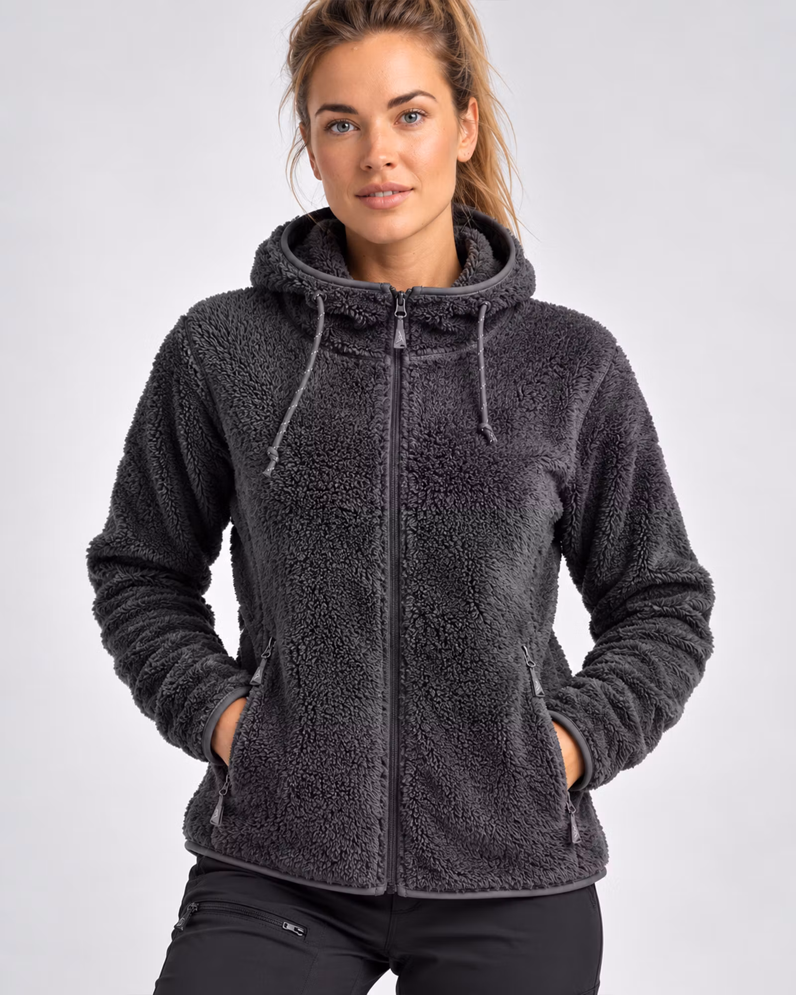 Softpile Fleece Hoodie Dam – Mörkgrå | Mountain Trekking