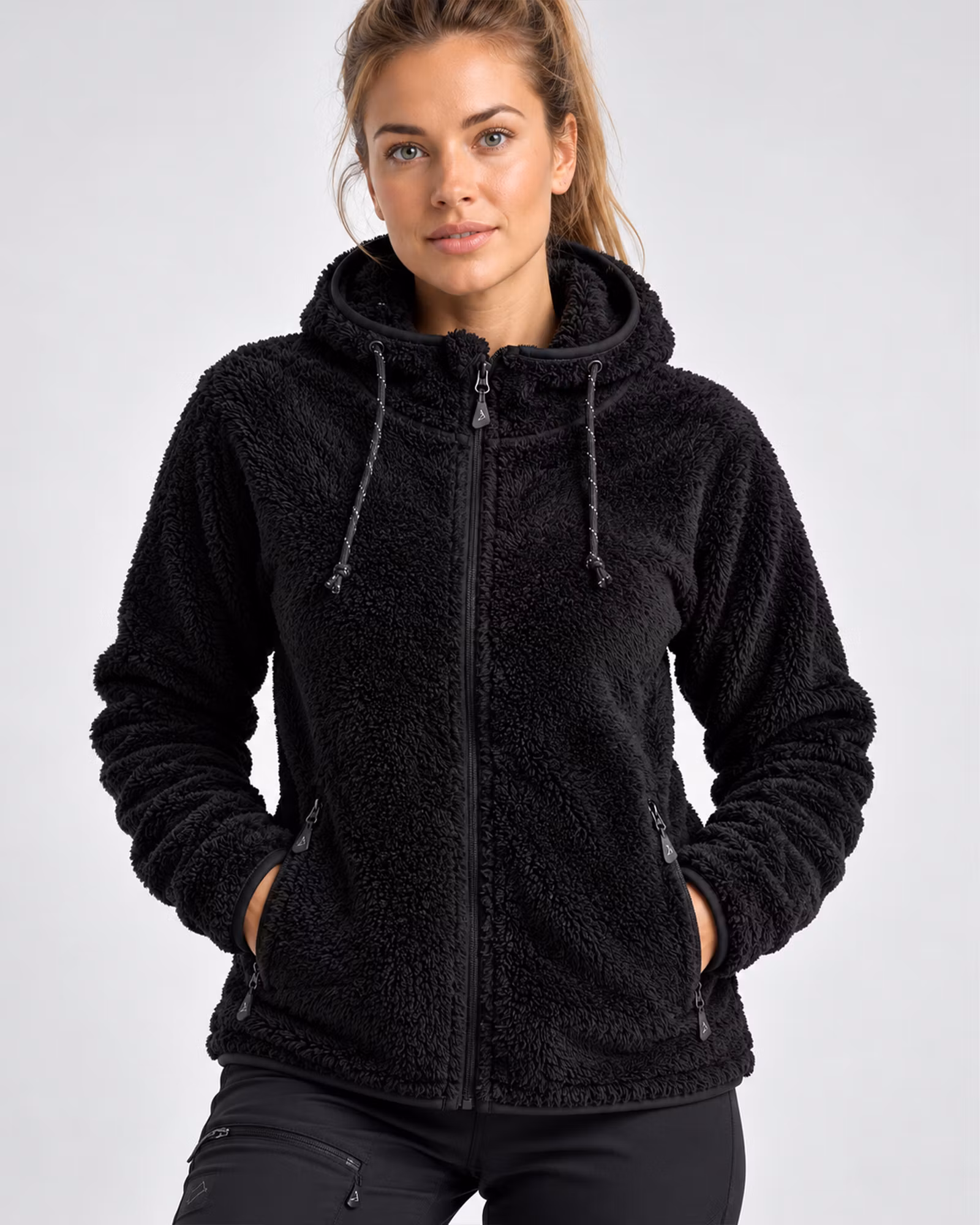 Softpile Fleece Hoodie Dam – Svart | Mountain Trekking