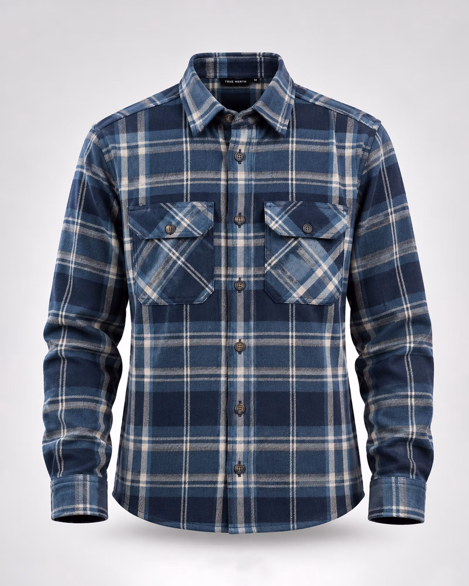 Heavy Flanellskjorta Herr – Rutig 100% Bomull | Navy