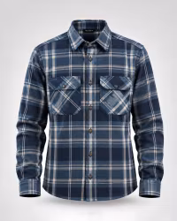 Heavy Flanellskjorta Herr – Rutig 100% Bomull | Navy