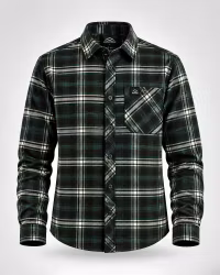 Flanellskjorta Herr Regular Fit – Grön/Svart | Mountain Trekking