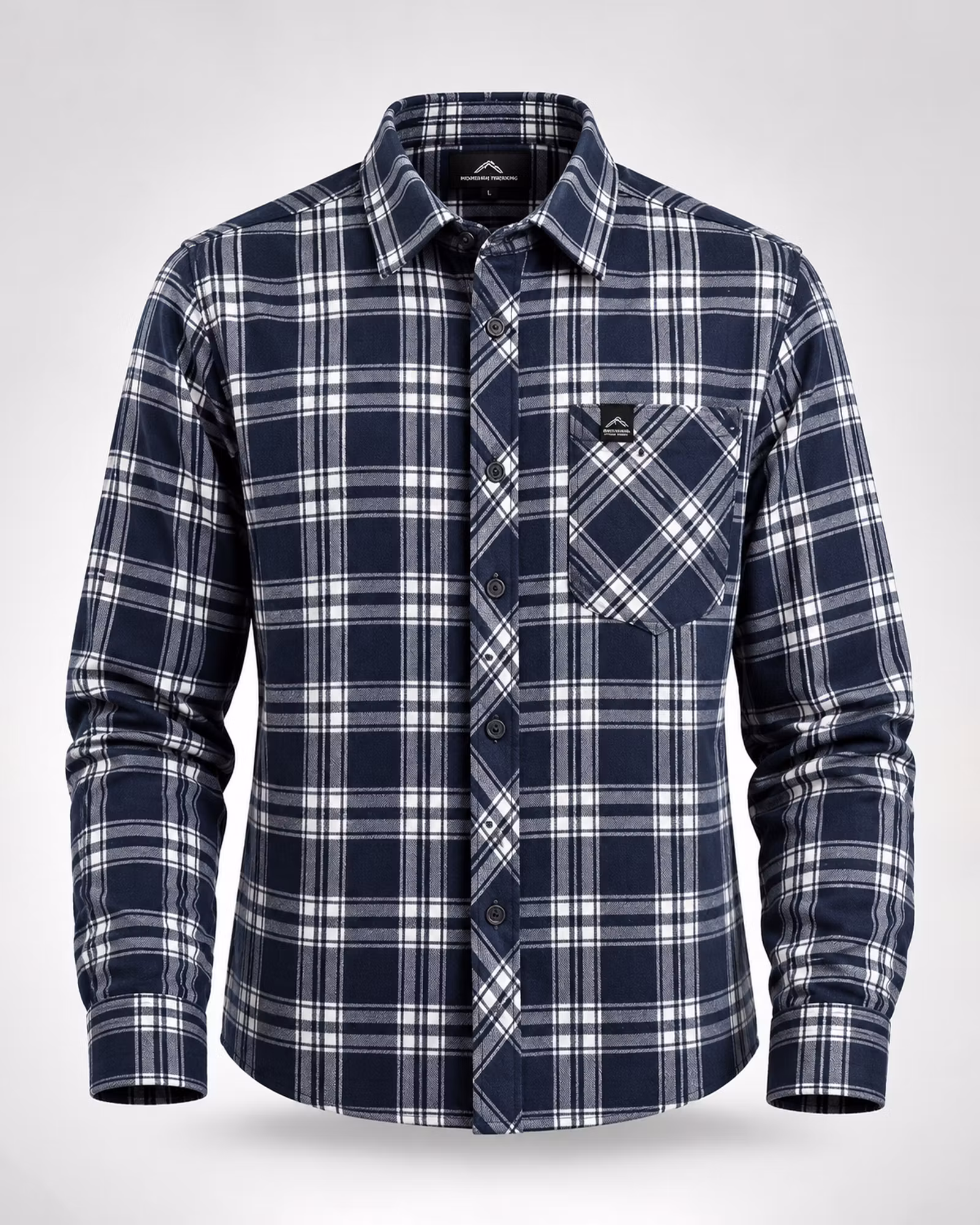 Flanellskjorta Herr Regular Fit – Blå/Vit | Mountain Trekking