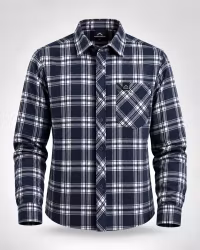 Flanellskjorta Herr Regular Fit – Blå/Vit | Mountain Trekking