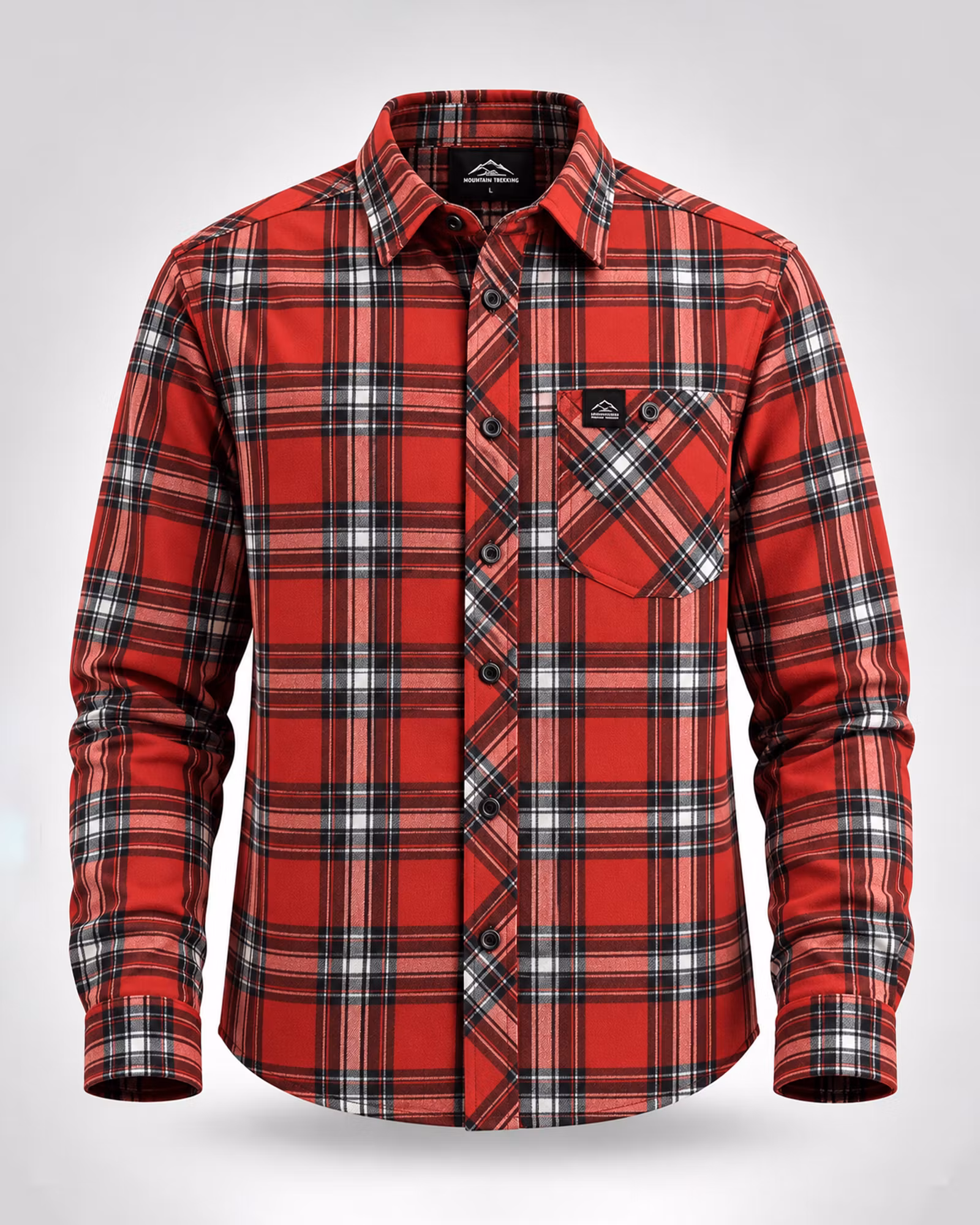 Flanellskjorta Herr Regular Fit – Röd/Svart | Mountain Trekking