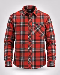 Flanellskjorta Herr Regular Fit – Röd/Svart | Mountain Trekking