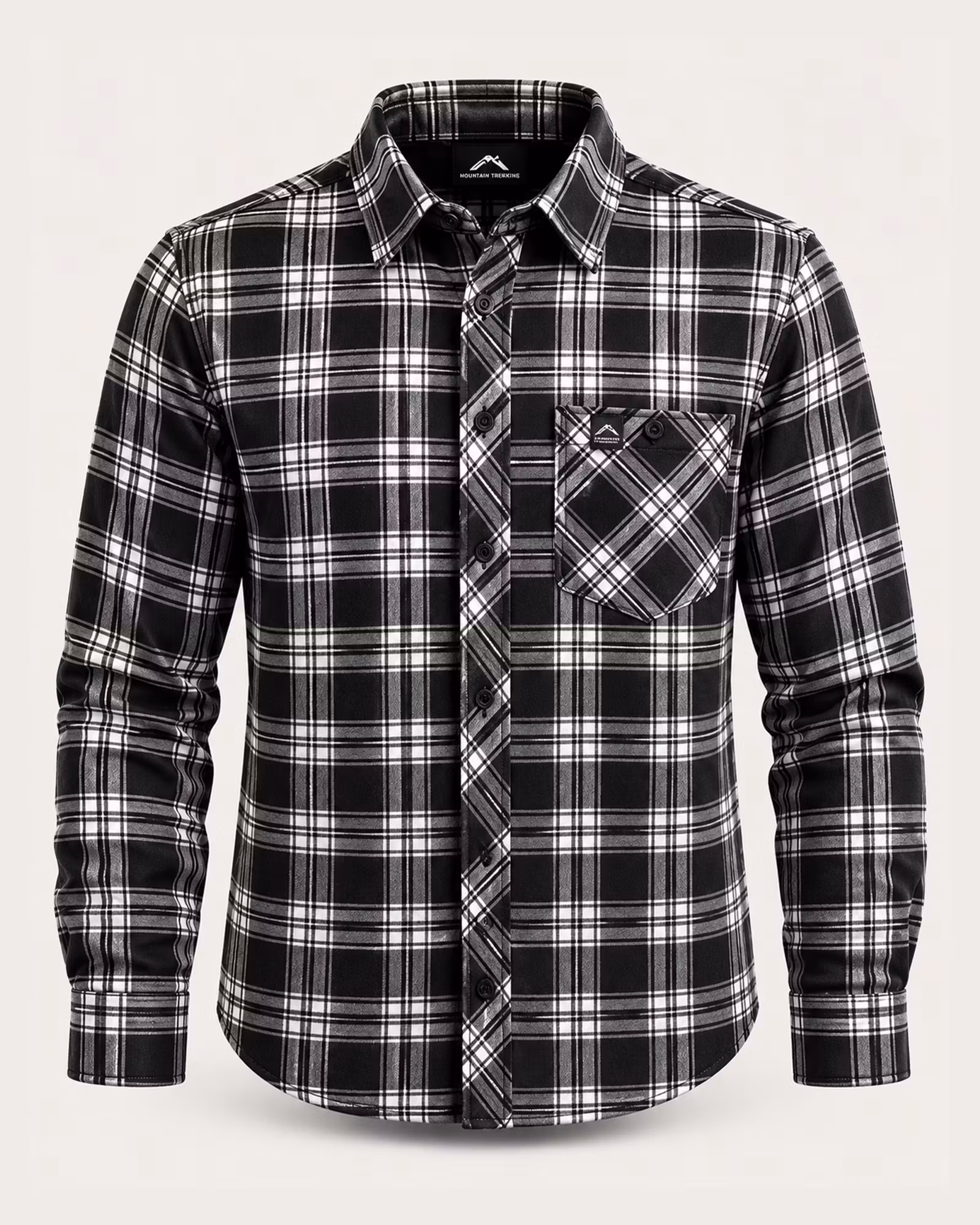 Flanellskjorta Herr Regular Fit – Svart/Vit | Mountain Trekking
