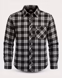 Flanellskjorta Herr Regular Fit – Svart/Vit | Mountain Trekking