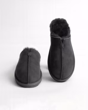 Stavanger Fårskinnstofflor Herr, Slip-In | Antracit – HAIKA