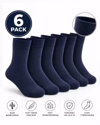 Bambustrumpor med Platt Tåsöm - Marinblå 6-pack | Extra Mjuka