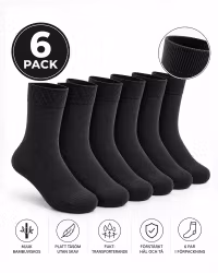 Bambustrumpor med Platt Tåsöm - Svart 6-pack | Extra Mjuka