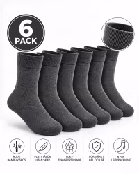 Bambustrumpor med Platt Tåsöm - Antracit 6-pack | Extra Mjuka