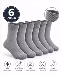 Bambustrumpor med Platt Tåsöm - Ljusgrå 6-pack | Extra Mjuka