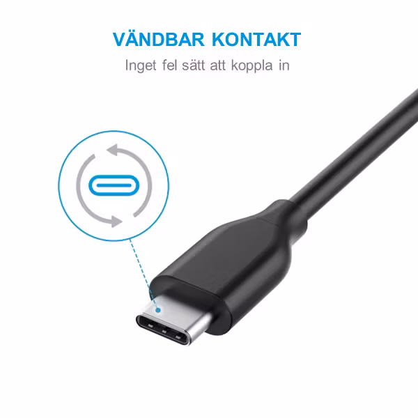 Anker PowerLine USB-C USB-A 180cm vändbar USB-C