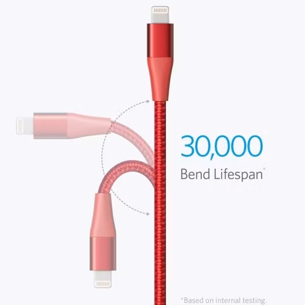 Anker PowerLine+ II 180cm röd lång livslängd