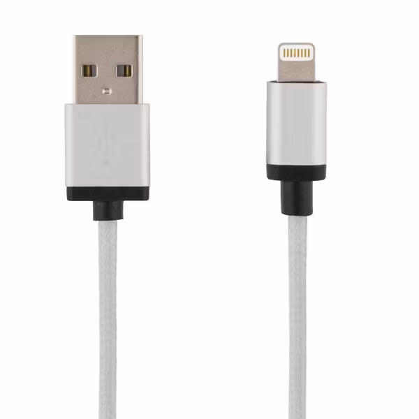 Synk och laddkabel med Lightning och USB A, 1m, silver