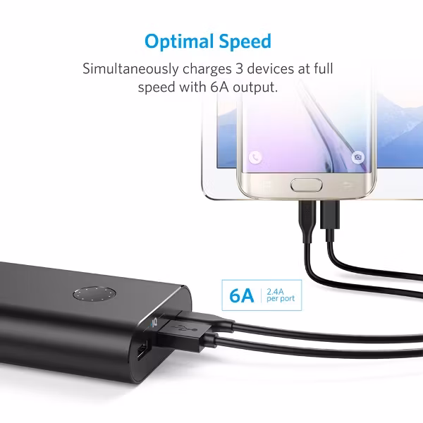 Anker PowerCore+ 20100mAh powerbank med USB-C laddar flera apparater samtidigt