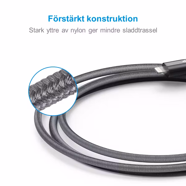 PowerLine+ mikro-USB kabel med nylonhölje