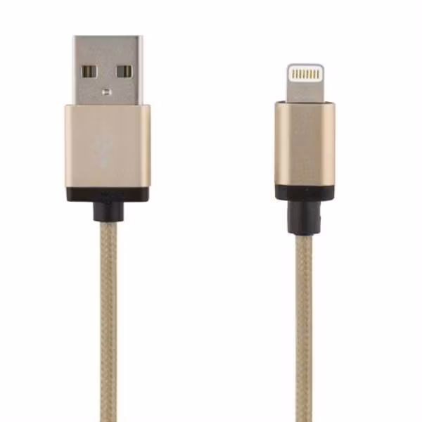 Synk och laddkabel med Lightning och USB A, 1m, guld