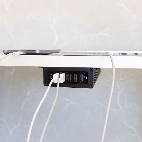 Fastskruvad fäste med PowerPort 6 mobilladdare - svart