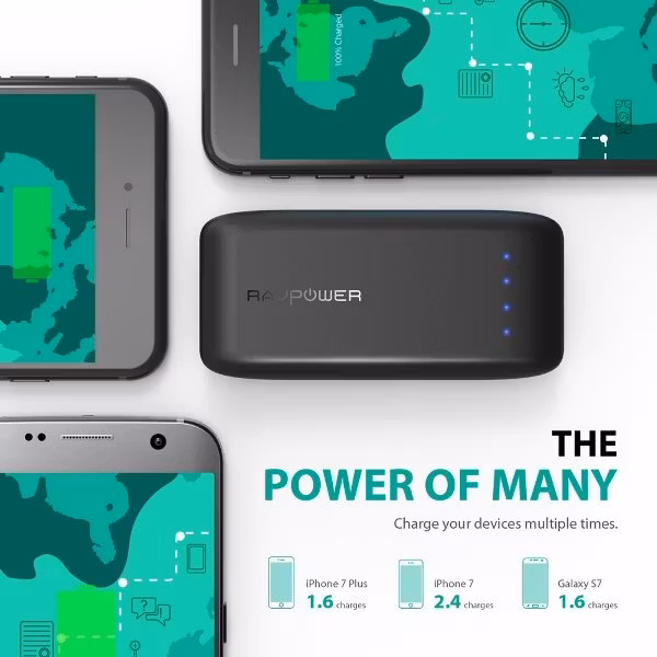 RAVPower 6700mAh Pocket powerbank laddar snabbt