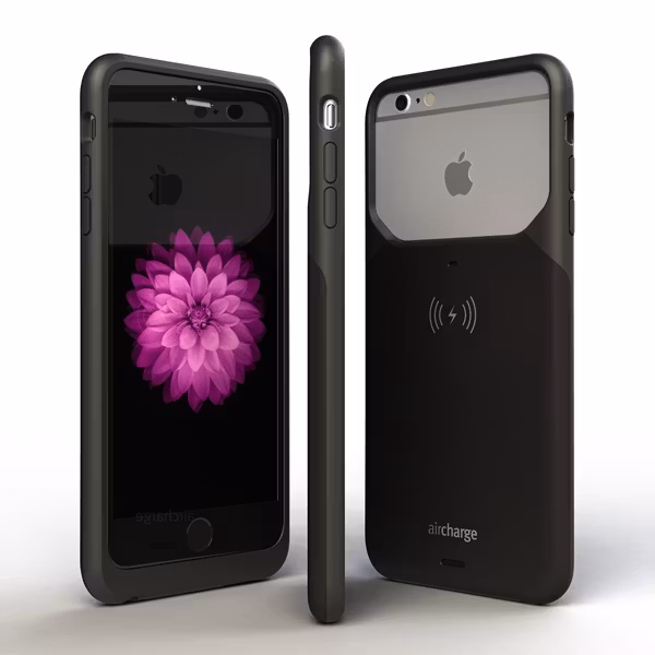 Aircharge iPhone 6 Plus, 6s Plus MFi Qi trådlöst laddningsskal - Svart