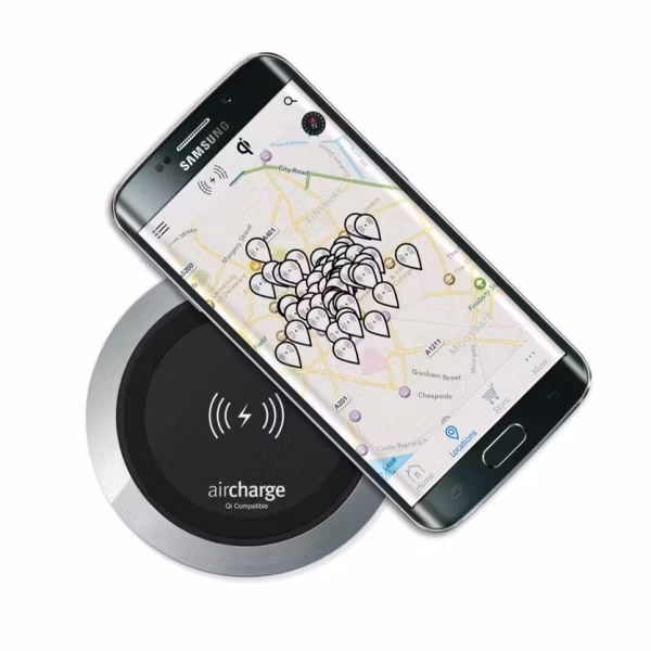 Aircharge trådlös laddare för montering aluminium svart laddar telefon