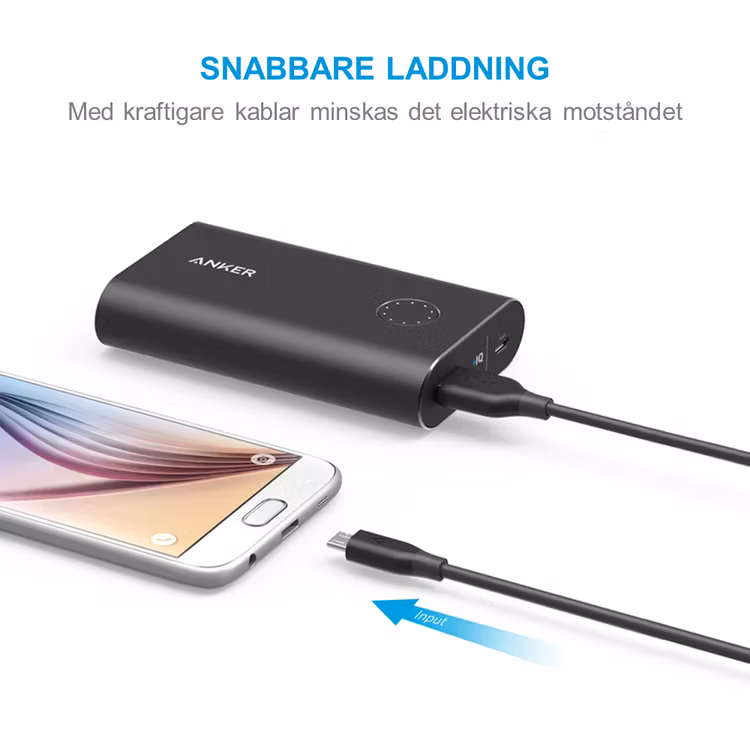 Anker PowerLine mikro-USB kabel för snabbare laddning
